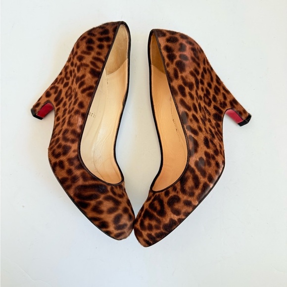 Christian Louboutin Morphing 100 Brown Leopard Calfskin Demi Wedge Heel EU 39.5 - Picture 4 of 11